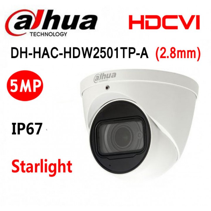 Dahua DH-HAC-HDW2501TP-A (2.8 мм) Starlight CVI видеокамера на 5 MP